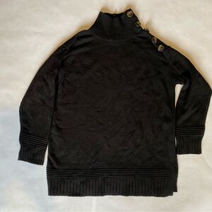 Oversized Black Button-Shoulder Sweater